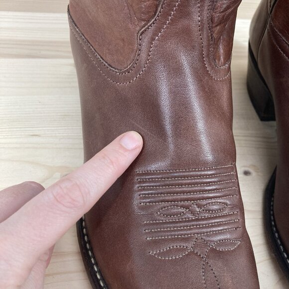Tony Lama VTG Cowboy Boots Womens Size 7 Brown Leather Western Rodeo Pointed Toe - Picture 7 of 16